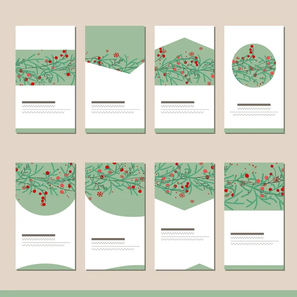 Set Con Diferentes Plantillas Navidad Invierno Con Decoración Tarjetas Para —  Fotos de Stock