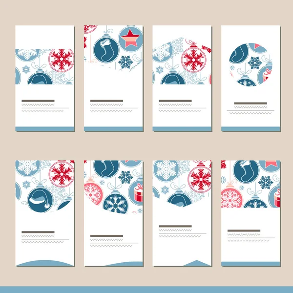 Conjunto Com Diferentes Modelos Natal Inverno Com Decoração Cartões Para — Fotografia de Stock
