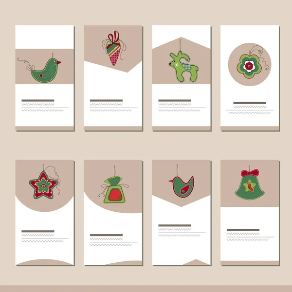 Set Avec Différents Modèles Noël Hiver Avec Décoration Cartes Pour — Photo