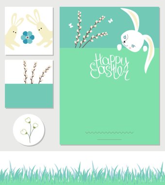 Farklı bahar tebrik kartlarıyla ayarlanmış. Tasarımınız için Paskalya şablonları
