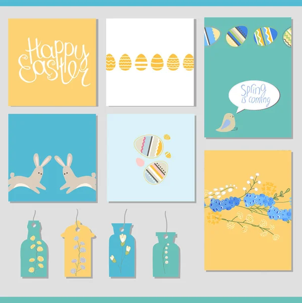 Sada Různými Jarními Přáníčky Velikonoční Sváteční Šablony Pro Váš Design — Stock fotografie