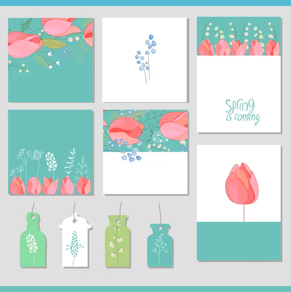 Set Different Spring Greeting Cards Easter Festive Templates Your Design — Stock Photo, Image