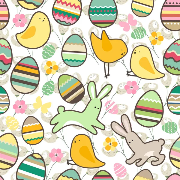 Seamless Easter Pattern Eggs Rabbits — Stock Photo, Image