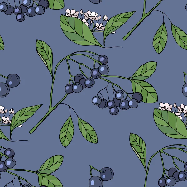 Mavi böğürtlenli kusursuz desen. Tasarımınız için sonsuz doku.