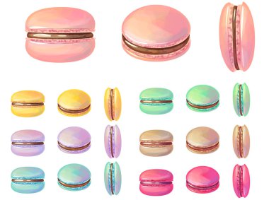 Farklı badem kurabiyeleriyle ayarlanmış. Restoran ve kafe menüsü için resim