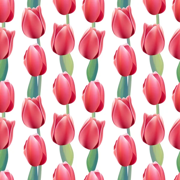 Motif Sans Couture Avec Des Tulipes Rouges Roses Fraîches Eléments — Image vectorielle