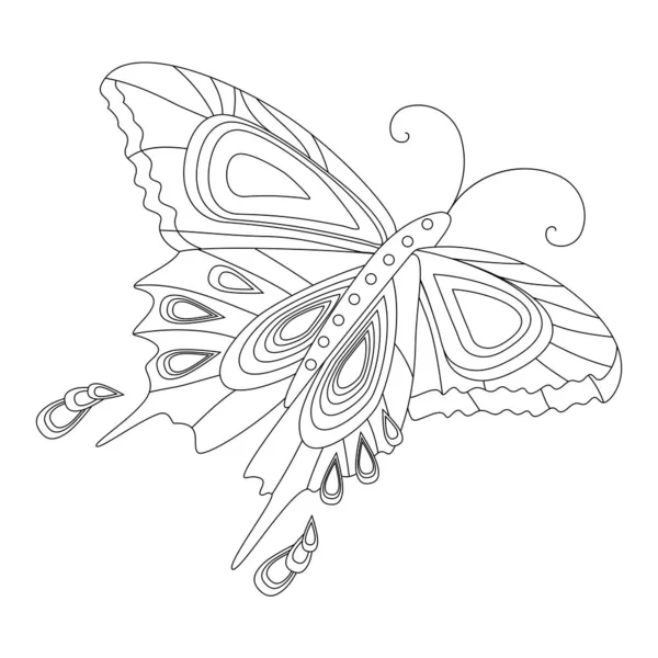 Papillon Mignon Stylisé Lignes Noires Style Contour Illustration Peut Être — Image vectorielle