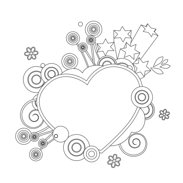 Black White Ornament Heart Decorative Objects Illustration Can Used Coloring — Stock Vector