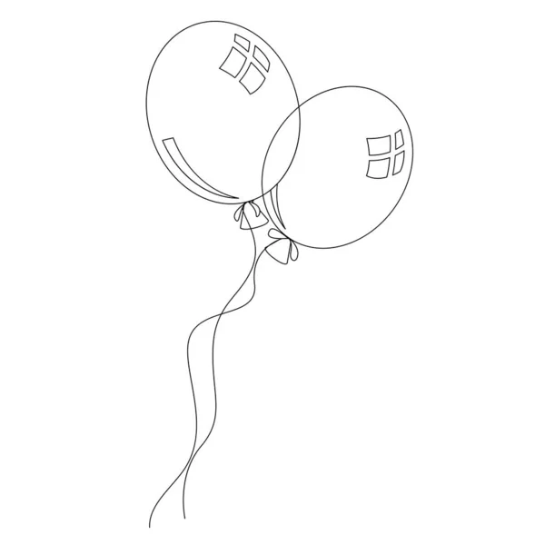 Black White Flying Balloons Illustration Can Used Coloring Book Pictures — Stock Vector