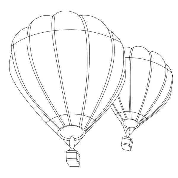 Černobílé Létající Balónky Ilustraci Lze Použít Pro Omalovánky Obrázky Pro — Stockový vektor