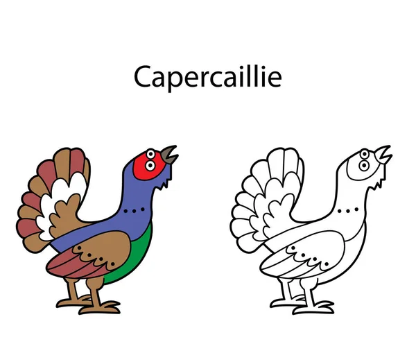 Funny Mignon Animal Capercaillie Isolé Sur Fond Blanc Version Linéaire — Image vectorielle