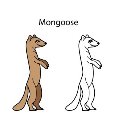 Beyaz arka planda izole edilmiş komik şirin firavun faresi. Doğrusal, hatsız, siyah-beyaz ve renkli versiyonu. Resimler boyama kitabı ve çocuklar için resimler için kullanılabilir