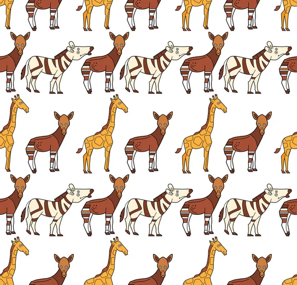 Textura Infinita Con Animales Divertidos Lindos Que Viven África Patrón — Vector de stock