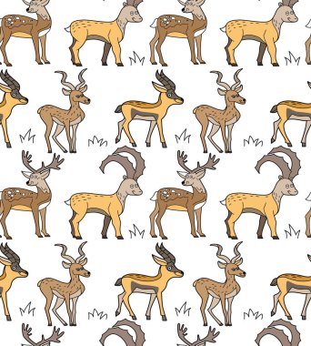 Afrika 'da yaşayan sevimli komik hayvanların sonsuz dokusu. Çocuk tasarımı için kusursuz desen