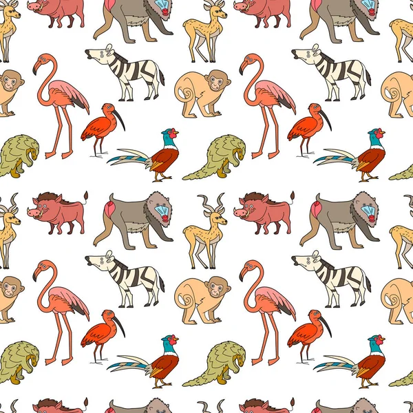 Textura Infinita Con Animales Divertidos Lindos Que Viven África Patrón — Vector de stock