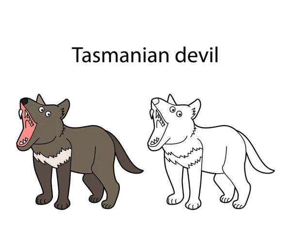 Drôle Mignon Animal Tasmanien Diable Isolé Sur Fond Blanc Version — Image vectorielle