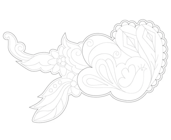 Ilustración Lineal Contorno Para Libro Para Colorear Hermoso Pájaro Lujo — Vector de stock