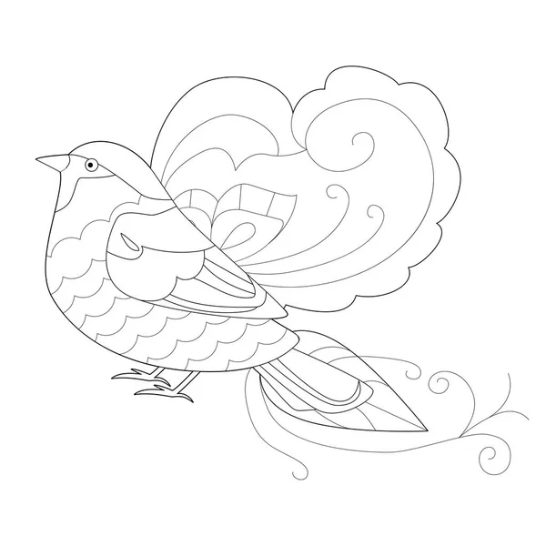 Ilustración Lineal Contorno Con Pájaro Para Colorear Libro Lindo Pájaro — Vector de stock