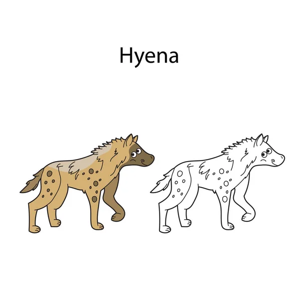 Grappig Schattig Dier Hyena Geïsoleerd Witte Achtergrond Lineair Contour Zwart — Stockvector