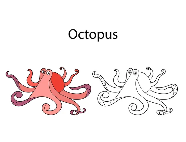 배경에는 귀여운 문어가 등고선 삽화는 어린이 그림을 수있다 — 스톡 벡터