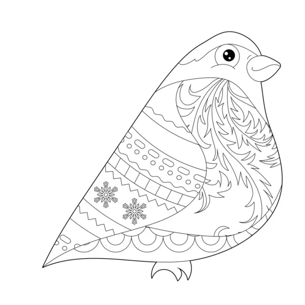 Fancy Bullfinch Sur Fond Blanc Illustration Contour Pour Livre Colorier — Image vectorielle