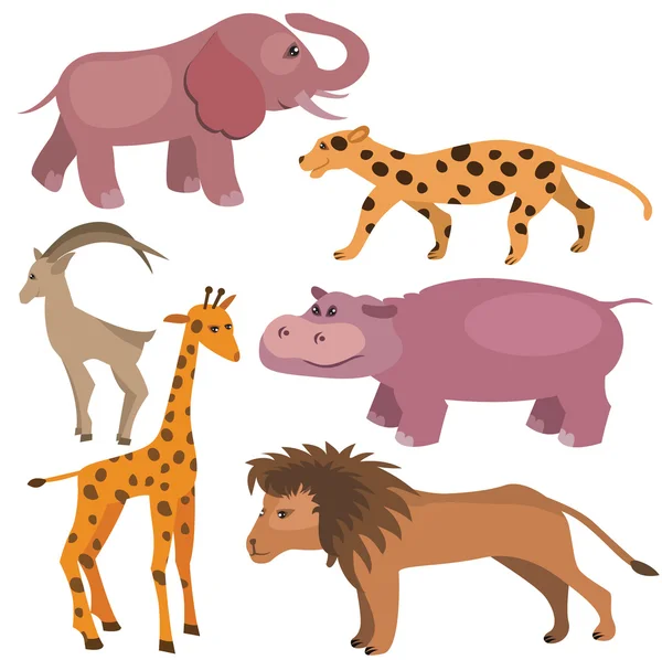 Set with funny tropic animals. Vector — Stock Vector