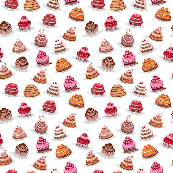 Seamless pattern  with different cakes — Stock Vector