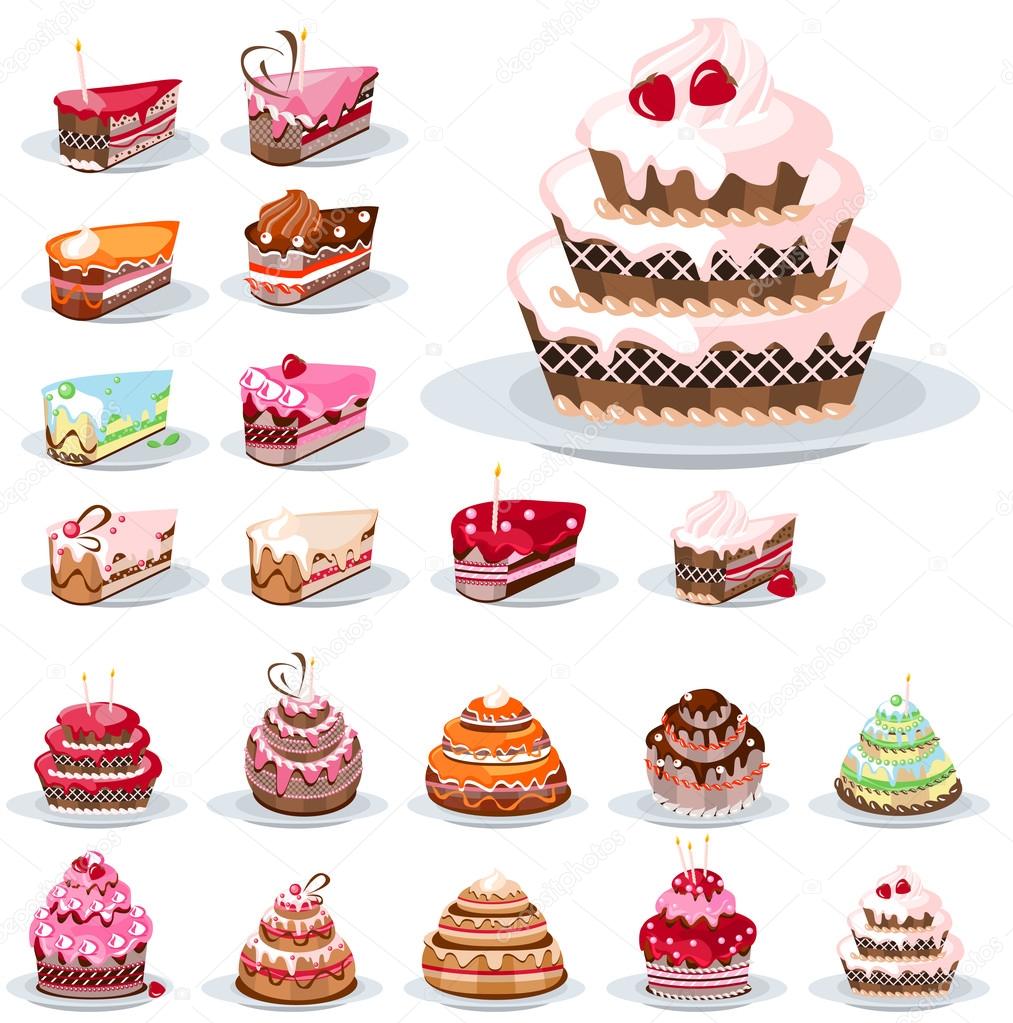 Set with different cakes