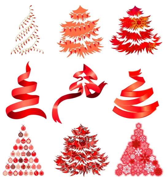 Collecton of stylized Christmas trees — Stock Vector