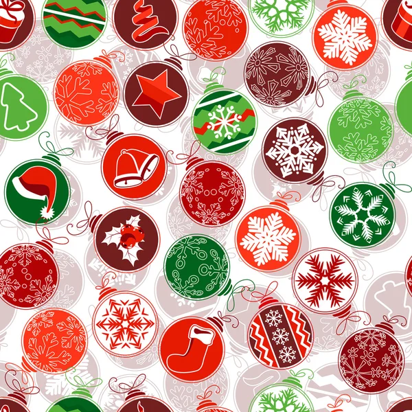 Seamless Christmas pattern with simple contour balls. — Stock Vector