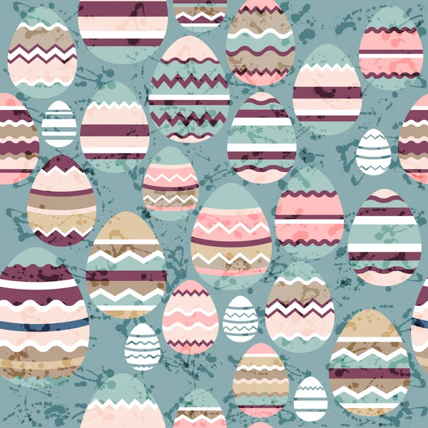 Modèle bleu sans couture avec des œufs de Pâques — Image vectorielle
