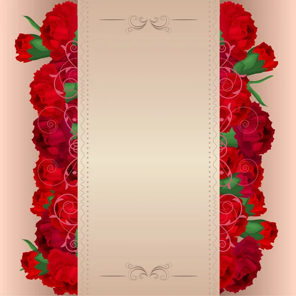 红色的康乃馨的背景 — 图库矢量图片