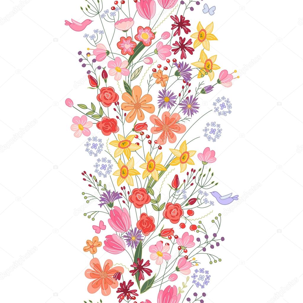 Brosse De Modèle Sans Couture Bouquet De Fleurs Style