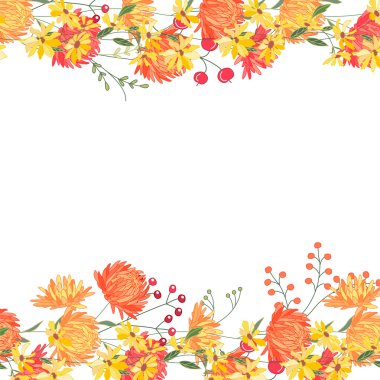 gerbera ve çilek ile detaylı kontur kare çerçeve.