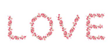 Tilte Love made of small wild roses and herbs.