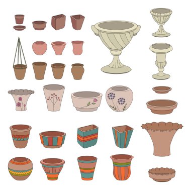 Bahçe saksıları. Pencere eşikleri üzerinde büyüyen bitkiler için tencere 