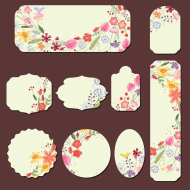 Koleksiyonu farklı kağıt etiketleri.