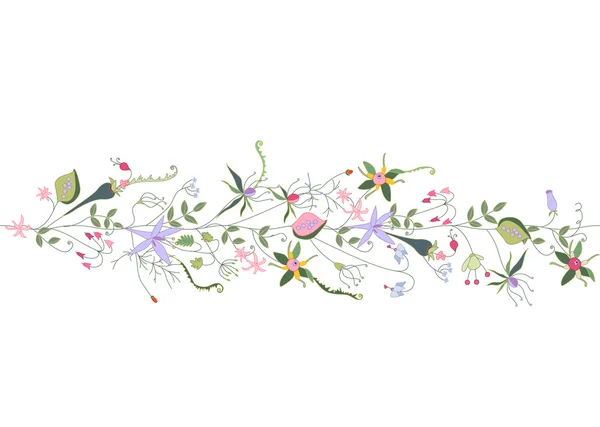 Brosse sans couture avec des fleurs d'été stylisées . — Image vectorielle