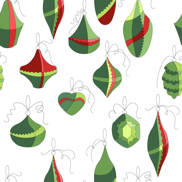 Seamless pattern with  Christmas decor on white. Simple colors. Endless texture for design, announcements, postcards, posters. — 图库矢量图片