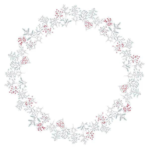Okrągła rama z różnych zimowych drzew. Wieniec dla projektowania, ogłoszenia Boże Narodzenie, kartki, plakaty. — Wektor stockowy