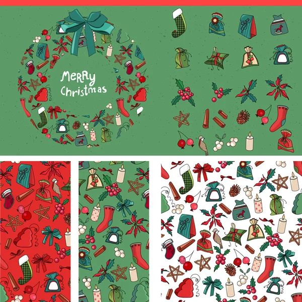 Set with traditional Christmas templates — 图库矢量图片