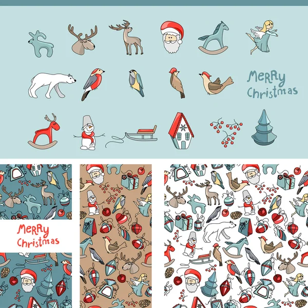 Set with Christmas templates. For festive design, announcements, postcards, posters. — Διανυσματικό Αρχείο
