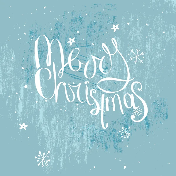 Весела різдвяна фраза на морозному синьому фоні — стоковий вектор