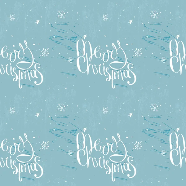 Весела різдвяна фраза на морозному синьому безшовному фоні — стоковий вектор