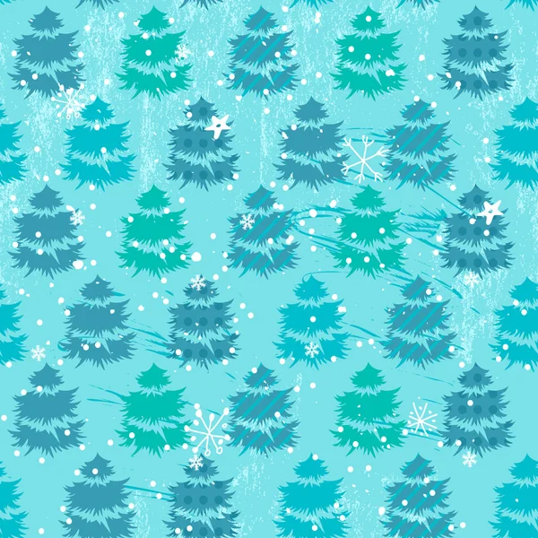 Seamless blue pattern with fir trees — Stock Vector