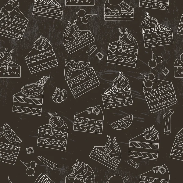 Modèle sans couture avec des tranches de gâteau . — Image vectorielle