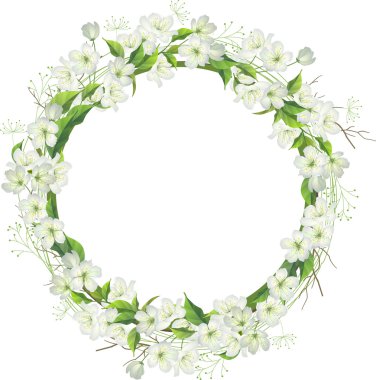 Wreath made of blossoming  apple branch
