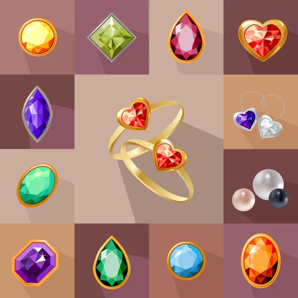 Templates with gem stones and jewelry. For your design — Stockový vektor