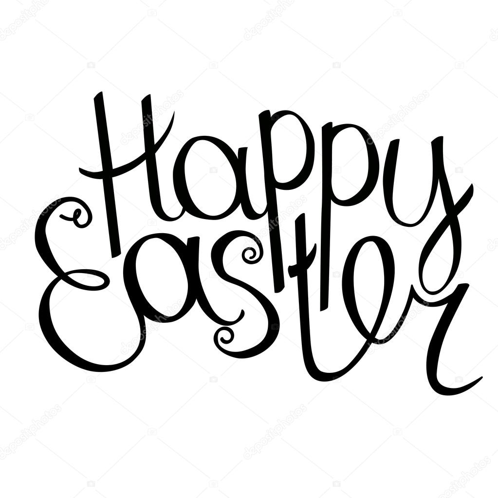 Happy Easter Phrase Isolated On White Background For Your Festive