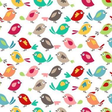 Seamless pretty pattern with stylized birds. Endless texture for your design, announcements, greeting cards, posters, advertisement.